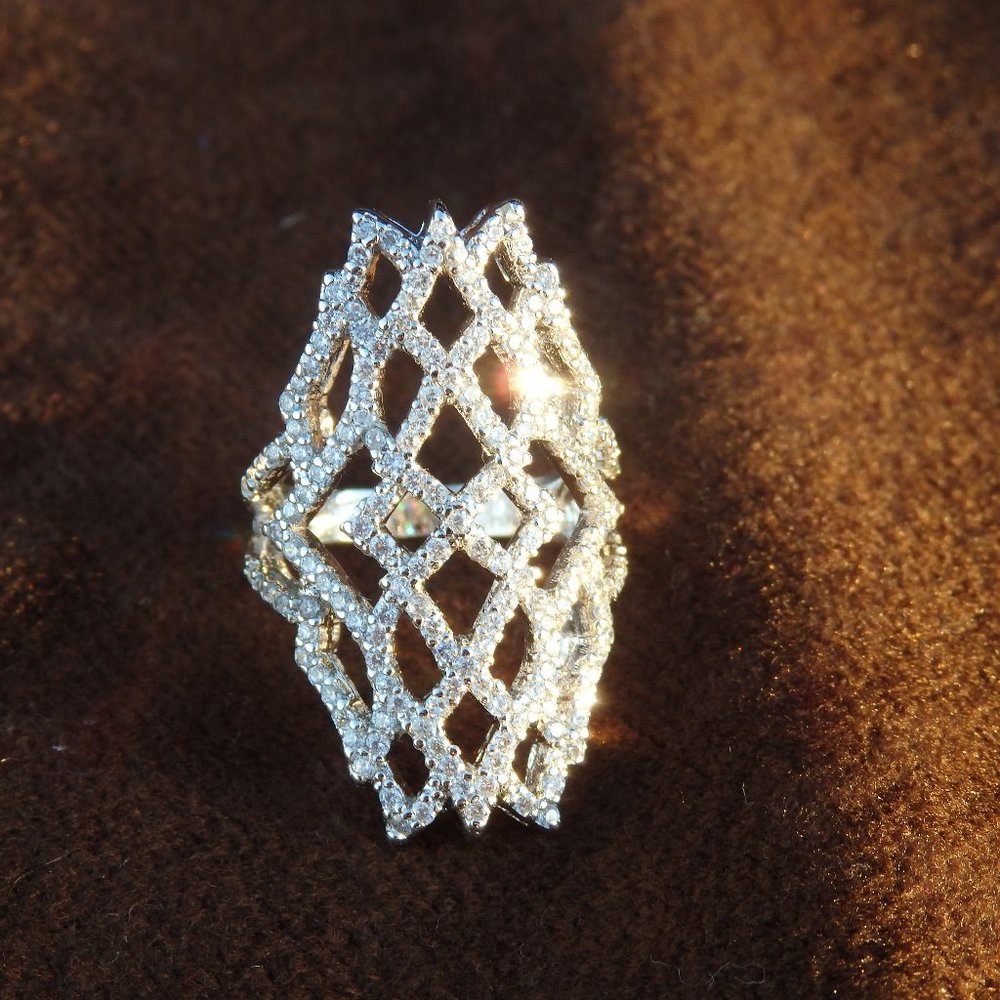 Crystalline Spiderweb Cuff Ring - image 1